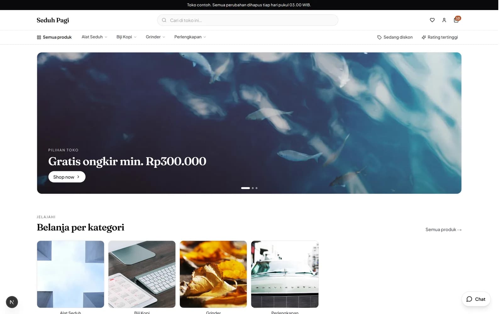 Store website in the Indonesian demo store interface